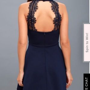 Navy blue lace back skater dress-brand new!